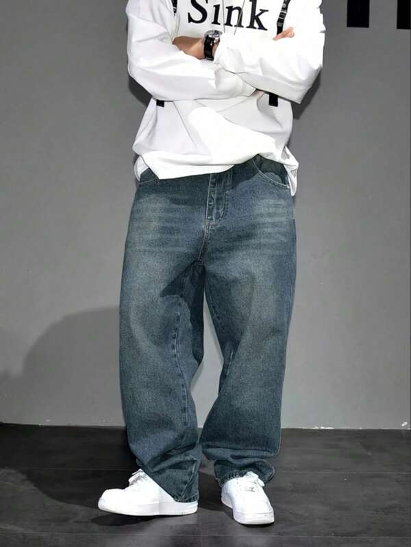 Men's Casual Vintage Loose Fit Jeans With Pockets