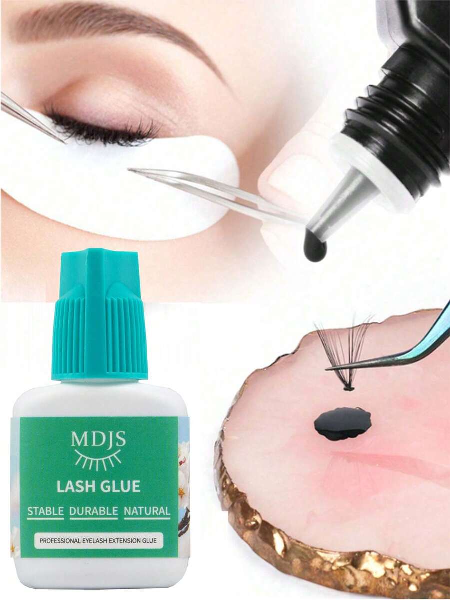 1pc Eyelash Extension Glue - Super Strong Adhesive, Long-Lasting Hold, Professional Eyelash Glue, 0.5s Quick Drying, Waterproof, Non-White | Lasts Up To 4 Weeks | Black Adhesive, Suitable For Professional Semi-Permanent Eyelash Extensions (10ml Black) - Black - View 1