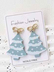 1 Pair Christmas Winter Acrylic Christmas Tree Earrings Alloy Bow Stud Earrings Personalized Elegant Cute Holiday Ear Pendants - Christmas Tree - View 2