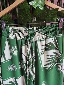 Duna Fabric Wide-Leg Pants - verde tropical - Ver 4
