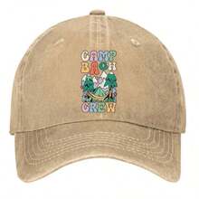 Camp Bach Crew A Retro Camping Adventure Hats Vintage Washed Baseball Cap - Màu Khaki - Xem 5