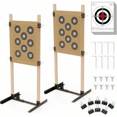 Shooting Target Stand, Durable Paper Target Holder With Stable Adjustable Base Paper Shooting Targets Cardboard, H Shape, USPSAIPSC, IDPA Practice, 2 Pack