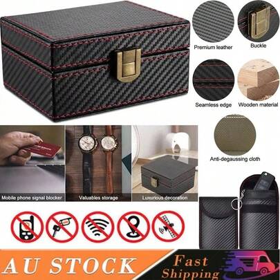 Faraday Cage Box With 2 Bags For Universal Car Key Fob Signal Blocker Anti-Theft