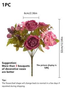 1/80PCS Artificial Flowers-Silk Peony, Hydrangea, Fake Plants, Home, Dining Room, Living Room, Outdoor Garden Decoration,Mother's Day Gifts, Birthday Gifts, Graduation Season Gifts,Wedding Season, The Art Of Inserting Flowers, Photography Props, Flower Wall, Flower Wreath, Bridal Bouquet, Wedding Decoration, DIY Flower Wreath Materials, Birthday Party Decoration Materials, Home Decoration Accessories, Valentine's Day. - Hot Pink - View 2