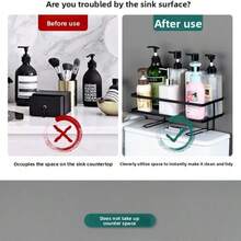 Platzsparendes Badezimmer-Regal über der Toilette - Aufbewahrungsregal aus Kohlenstoffstahl, ohne Bohren zu installieren, Shampoo- und Duschgel-Organizer, modernes schwarzes Design, ideal für kompakte Badezimmerorganisation, Badezimmeraufbewahrung und Regale