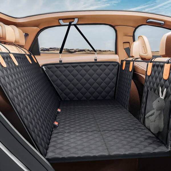 Dog Backseat Extender Pad - Rigid Bottom Dog Car Seat Cover With 1 Leak-Proof Pad, Foldable Dog Hammock, Suitable For Sedans, SUVs And Trucks, Pet Rear Seat Protector Mat With Mesh Window Dog Travel Bed