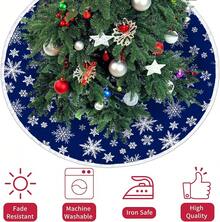 Falda para árbol de Navidad, 48 pulgadas, con patrón de copos de nieve, color azul oscuro - Azul Oscuro - Ver 5