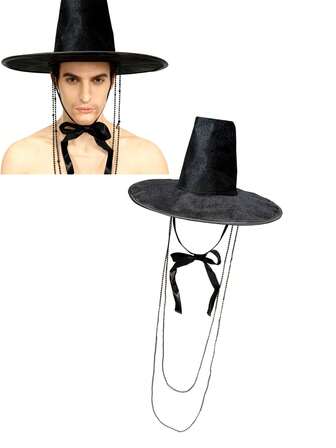 1Pc Unisex Role-Playing Hat Ming Dynasty Traditional Korean Flat Topper Hat Black Unique Christmas Cosplay Costume Cap Accessories Decor