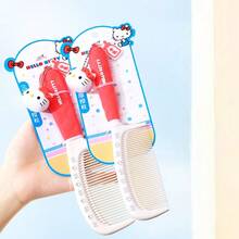 Miniso Sanrio Hello Kitty Fine-Tooth Flat Comb Hair Comb, Off-White Comb Teeth And Red Handle, Adorable Kitty Pendant Paired With Comfortable Handle, A Great Helper For Daily Hair Care (1 PC) - Multicolor - View 1