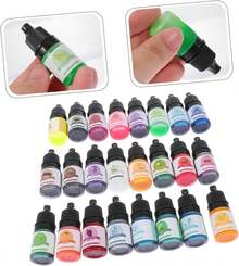 1 juego de 24 colores, 5 ml/botella, esencia de color altamente concentrada, pegamento de resina, pigmento de resina, tóner de resina para pintura artesanal de tinte de resina DIY, Colores Creativos para Manualidades,Agentes de Coloración Suave,Pigmentos de alta calidad,Creadores Hechos a Mano,Entusiastas de las Manualidades. - 24 colores - Ver 1