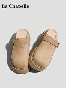 1 双 La Chapelle 女式休闲软底平底鞋，圆头低跟户外通勤鞋，优雅软底徒步鞋适合学生毕业照，低帮皮革保暖鞋