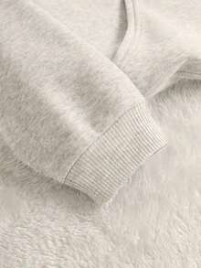 Winter Clothes For WomenL LOVE VE Leopard Print Heart Letter Pattern Casual Pullover Hoodie For Women, Solid Color Long Sleeve Pocket Dropped Shoulder Sweatshirt, Fall Clothes For Women Back To SchoolLoose And Comfortablehoodie Christmas Sweatshirt - 淺灰色 - 查看 4