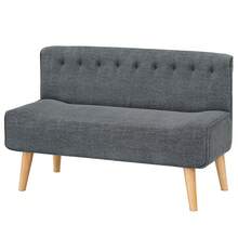 Divano in tessuto a 2 posti, divanetto con effetto lino e gambe in legno, divano moderno da salotto, facile da montare, mini divano 117 x 56 x 78 cm per soggiorno, camera da letto, appartamento, ufficio - Grigio - Visualizzare 9