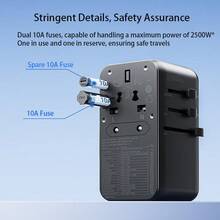 SPB1011B 旅行轉換插座 內建 GaN 模組 85W 快充 自帶可伸縮 Type-C 線 多國通用 - 查看 6