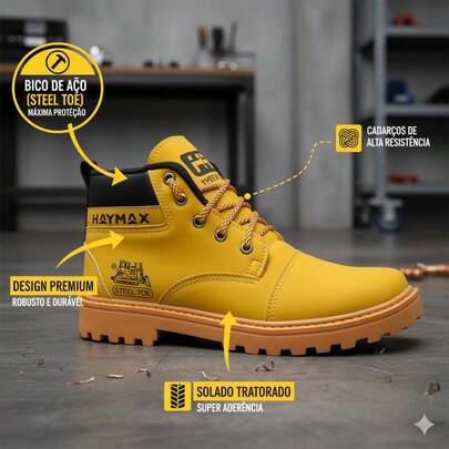 Botina Masculina Bota Haymax Casual Coturno Confortável Sola Tratorada Pronta Entrega - Envio Imediato  Ao ar livre  Negócios    PVC    Ilhó  Amarrar    Academia e fitness    todas