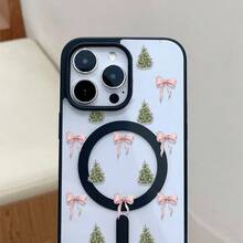 Funda de una pieza con diseño de lazo de árbol. Diseño sencillo y elegante. Diseño magnético. Compatible con phone 11, 12, 13, 14, 15, 16, 17, Pro/Plus/Pro y S22, 223, 824, S25 Ultra/FE. Admite carga inalámbrica. Ideal para regalar a amigos, también se puede usar en ocasiones especiales como Año Nuevo, San Valentín, etc. - Negro - Ver 3
