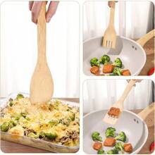 [7-PCS] Wooden Spoons For Cooking Is For All Kitchen. Made From Bamboo Wood Wooden Spatula Wooden Spoon 11.8 In. And Non-Stick Surface Suitable For Home Chef Use Or Gift For Someone Special. - 如圖 - 查看 3