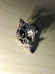 男士钛钢耳环，十字架设计，暗黑风格男士耳环 - 銀色 - 查看 5