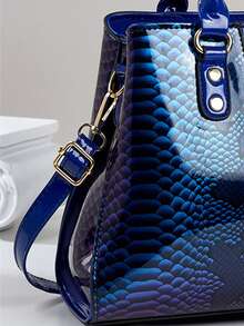 3pcs Women's PU Leather Handbag Set, Elegant Fashion Tote Bag With Coin Purse And Card Holder, Multifunctional Large Capacity Shoulder Bag, Stylish And Unique Design, Available In Multiple Colors - Royal Blue - View 6