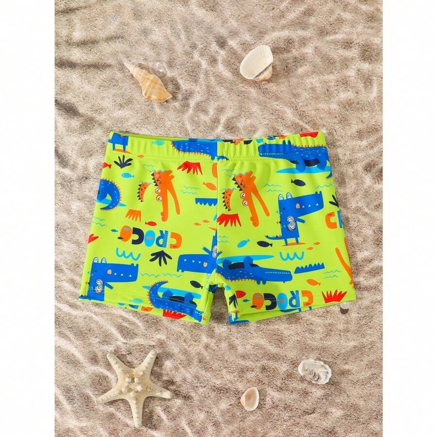 RWX VEST Baby Swim Trunks With Crocodile Print - Blue - Comfortable And Fun For The Beach And Pool 2025 B3637 - 青檸色 - 查看 1