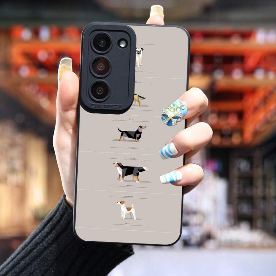 Funda de Teléfono de Silicona Mate con Diseño de Perro de la Serie Galaxy, Cubierta Protectora Suave a Prueba de Golpes, Superficie Mate de Moda, Adecuada para S24 Ultra, S23 Plus, S22, S21, S20 FE, S10, A72, A54 5G, A53, A52, A52S, A15, A14, A13, A12, A22, A21S, A51, A33, A32, A23 - Protección de Moda para Chicos, Chicas, Hombres - Colores mixtos - Ver 1
