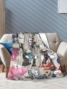 Kawss Kawaii Kaw Blanket Premium Anime Throw Blanket - Ultra Soft Flannel, Cartoon Print, Ideal Gift For Fans For Christmas & Birthday, For Sofa, Bed, Camping & Travel - màu đen - Xem 8