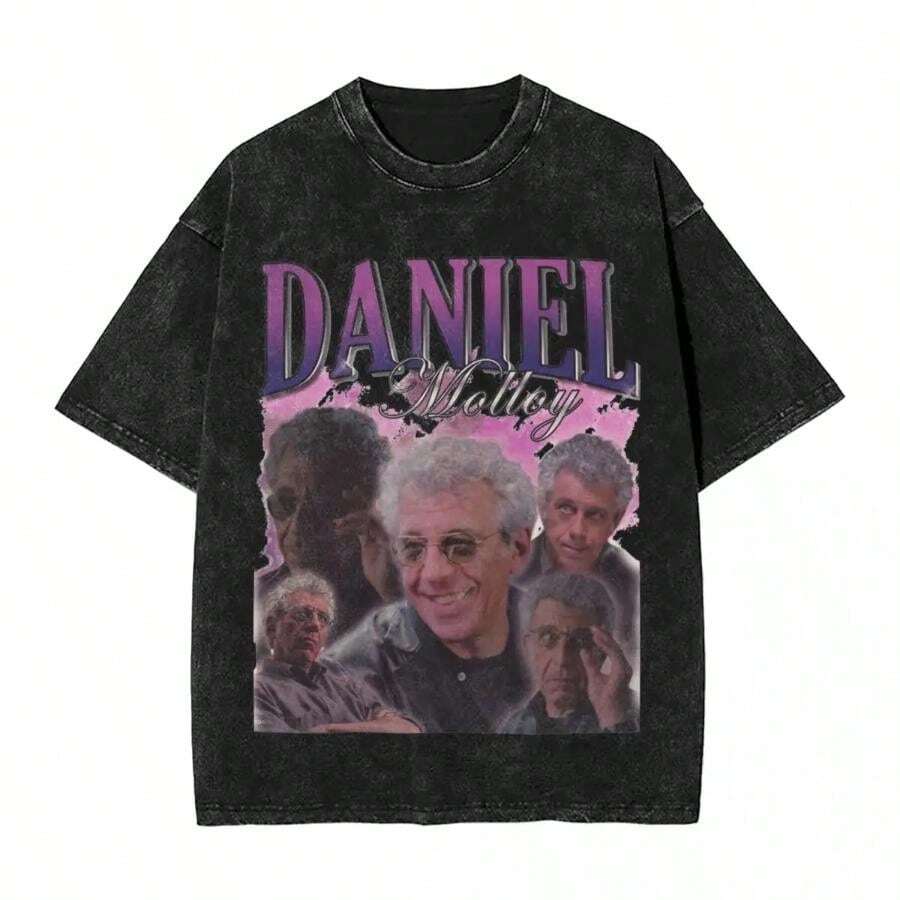 Daniel Molloy Interview With The Vampire Washed T-Shirt Men Casual T Shirts Summer O Neck Hip Hop Tee Shirt Loose Oversized Tops - 黑色 - 查看 1