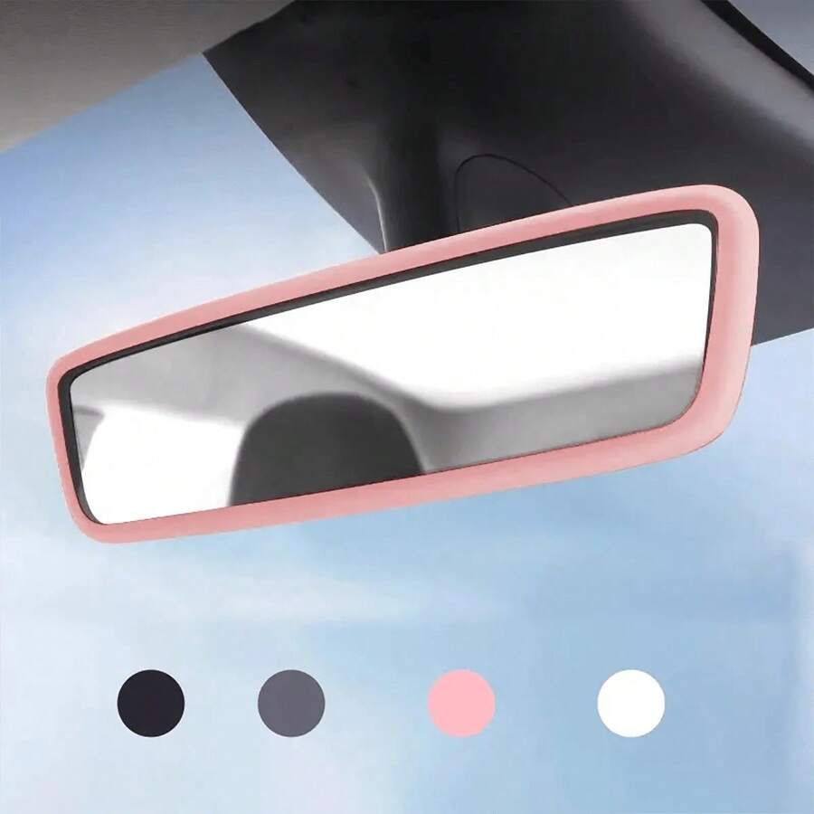1 Automotive Rearview Mirror Silicone Cover, Car Decor, Fits Most Vehicles, Universal Silicone Mirror Cover - 粉色 - 查看 1