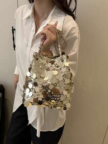 女士晚装手拿包，适合婚礼的闪亮晚装包，适合正式鸡尾酒会、婚礼的优雅亮片链条包，时尚奢华，适合任何场合 - 彩色 - 查看 4