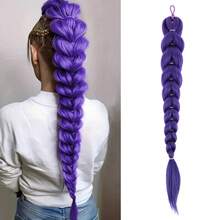 Purple Braiding Ponytail Hair Extensions For Women, Synthetic Braiding Hair With Rubber Band Long Ponytail Sleek Wrap Around Hair Pieces - Multicolor - View 2