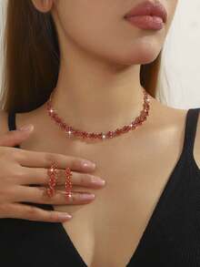 Supra Diamanto Gorgeous-Luxury Shining Bling Crystal Rhinestone Necklace Earrings Set Wedding Party Jewelry 3 In 1