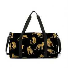 Túi du lịch cỡ lớn in hình động vật, túi xách tay gấp gọn tiện dụng, túi hành lý, túi đựng đồ qua đêm, túi đựng đồ du lịch bền chắc, đồ dùng cần thiết cho du lịch biển, kỳ nghỉ, dành cho nam và nữ. - màu đen - Xem 1