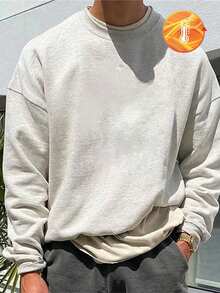 加大码男士圆领街头风卫衣，脑洞大开图案印花，优质趣味Emo风格图案，黑色运动卫衣，万圣节主题印花街头风卫衣，白色英文印花，黑色运动衫，复古男士卫衣，Y2K街头风，适合日常穿着 - 灰色 - 查看 3