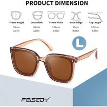 Gafas de sol polarizadas de gran tamaño para mujeres hombres cuadrado de moda clásico simple lentes de - 004 Montura Champán y Lente Té - Ver 5
