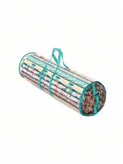 PVC Gift Wrapping Paper Storage Bag With Top And Side Handles Wear-Resistant Tubular Container Organizer For Gift Packaging And Decoration