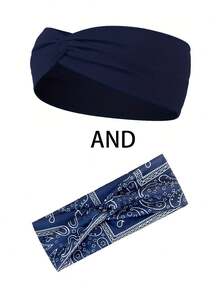 2pcs Women's Absorbent Sports Solid Color Criss-Cross Headbands, Non-Slip, Elastic, Soft Twisted Hair Bands, Suitable For Daily Workout, Yoga, Running, Sports Headwear Warm Sweatband Winter Hair Accessories