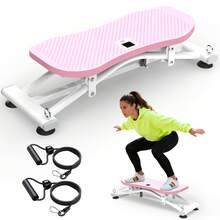 Sliding Ski Simulator With Resistance Bands - Indoor Skiing Fitness Equipment For Home Gym, With Resistance Bands & Non-Slip Base, Full-Body Cardio Training Machine For Core, Leg & Arm Workout - Pink - View 10