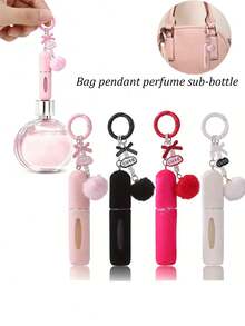 2pcs/1pc 5ml Plush Hanging Perfume Bottle With Transparent Window - Cute Portable Refillable Perfume Dispenser, Suitable For Bags, Adorable Keychain Design, Travel-Friendly, Refillable Perfume, Keychain Accessory, Soft Texture, Bottom Direct Charge High-End Spray Bottle, Gift For Girls, Valentine's Day Gift, Mother's Day Gift, Adult Gift - Multicolor - View 2
