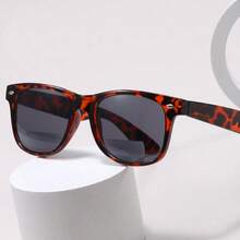 28克超轻复古方形双光老花镜，多种放大倍数可选（+100~+400），男女通用双光太阳镜 - 黑色RM8108 - 查看 3