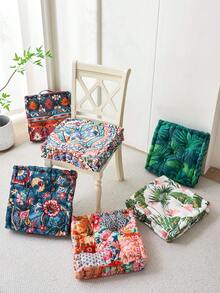 1pc Velvet Bohemian Style Indoor/Outdoor Chair Cushion, Seat Pad, Meditation Mat, Floral/Leaf/Striped Pattern, Machine Washable, Polyester Filled, Woven Cover, Multi-Purpose Use - Diamond-patterned Chair Cushion - View 2