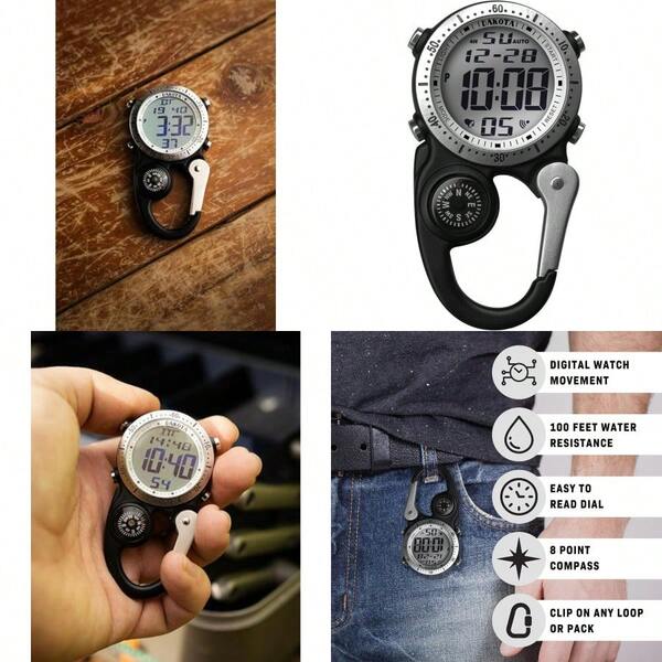 Dakota Digital Backpacker Clip Fob And Pocket Watch Alarm Stopwatch Timer And Dual Time Outdoor Gifts For Men And Women Tactical Digital Watch