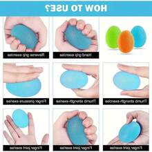 4件套硅胶手指力量训练器套装，手指锻炼器，握力训练器，蛋形球，手指阻力带 - 彩色 - 查看 8