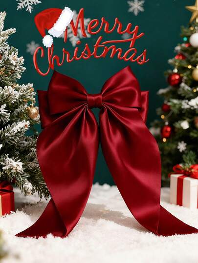 1 pieza Accesorios para el cabello de Navidad, Lazos grandes para el cabello de mujeres, Pinzas para el cabello con lazo grande para niñas, Cintas para el cabello de satén sedoso y grandes, Lazos para el cabello con cola larga, Pasadores para el cabello, Regalos de accesorios para el cabello para fiestas navideñas