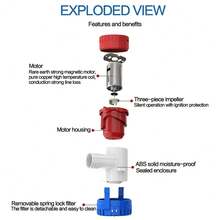 12V Electric Bilge Pump With A Capacity Of 1100GPH, Designed For Low Noise Operation, Suitable For Use In Yachts, Rvs, And Swimming Pools, Without Battery - 白色 - 查看 8