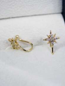 JOJELOO 18K Gold Plated Star Stud Earrings - Elegant Cubic Zirconia Star Design, Minimalist Jewelry Statement For Women, Fashion Accessory, Perfect For Layering And Celestial-Inspired Looks - Multicolor - View 9