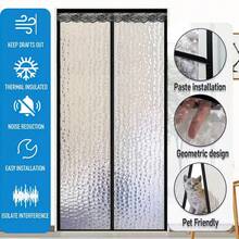 AIYYIPA 1pc Magnetic Door Curtain, Pet Friendly & Easy Installation, EVA Material, Semi-Transparent White Slat Design. With Geometric Pattern & Noise Reduction Details, Thermal Insulation, Suitable For Home Use, All Season & Pet Friendly Scenarios - Multicolor - View 2