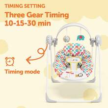 Portable Baby Swing,Baby Swing,Baby Swing Indoor/Outdoor, Foldable, Adjustable, Timer, Baby Swing Suitable For 0-6 Months Baby, 6-20 Pounds For Indoor And Outdoor As Hallowee & Christmas Gifts Bedroom - Yellow - View 7