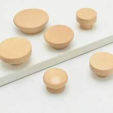 1pc Mushroom Shaped Cabinet Door Handle, Nordic Minimalist Wardrobe Cupboard Drawer Shoe Cabinet Solid Wood Single Hole Pull Handle - Multicolor - View 5