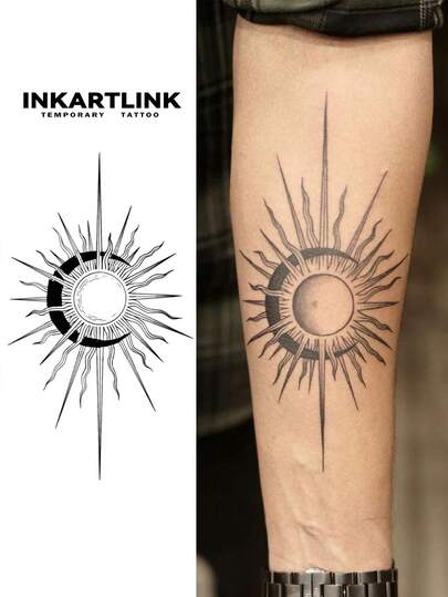  INKARTLINK Lunar Trace Tattoo, Semi-Permanent Tattoo, Realistic Tattoo, Lasts 1-2 Weeks, Temporary Tattoo, Waterproof, Authentic Tattoo Appearance, Niche Design Tattoo, Fruit Juice Tattoo, Plant Tattoo