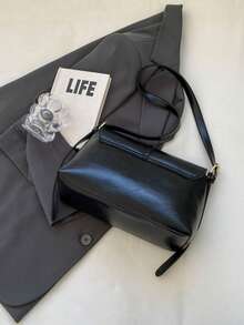 Bolso de hombro cuadrado de unicolor de estilo casual y elegante para ir al trabajo